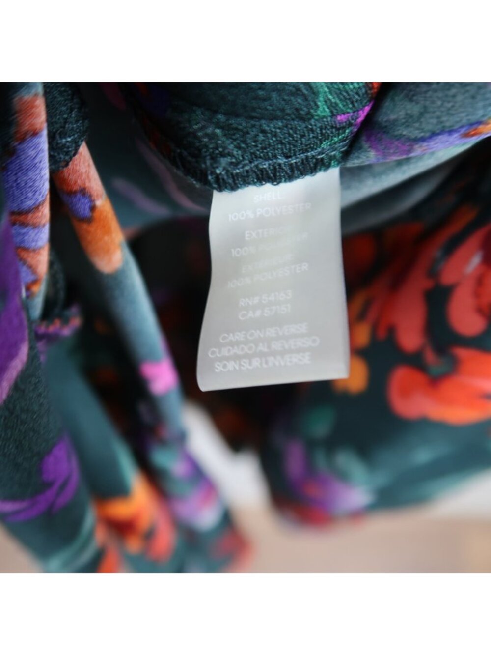 Calvin Klein 10 Floral Wrap Midi Dress Green Purple Orange Long Sleeve Fit Flare - Picture 4 of 6